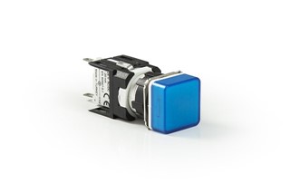 D Series Plastic with LED 12-30V AC/DC Square Blue 16 mm Pilot